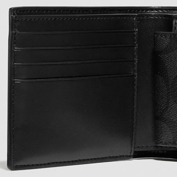 NEW Coach 3 in 1 Men Wallet Signature Canvas Varsity Stripe CW385 Denim/Charcoal - Picture 6 of 7